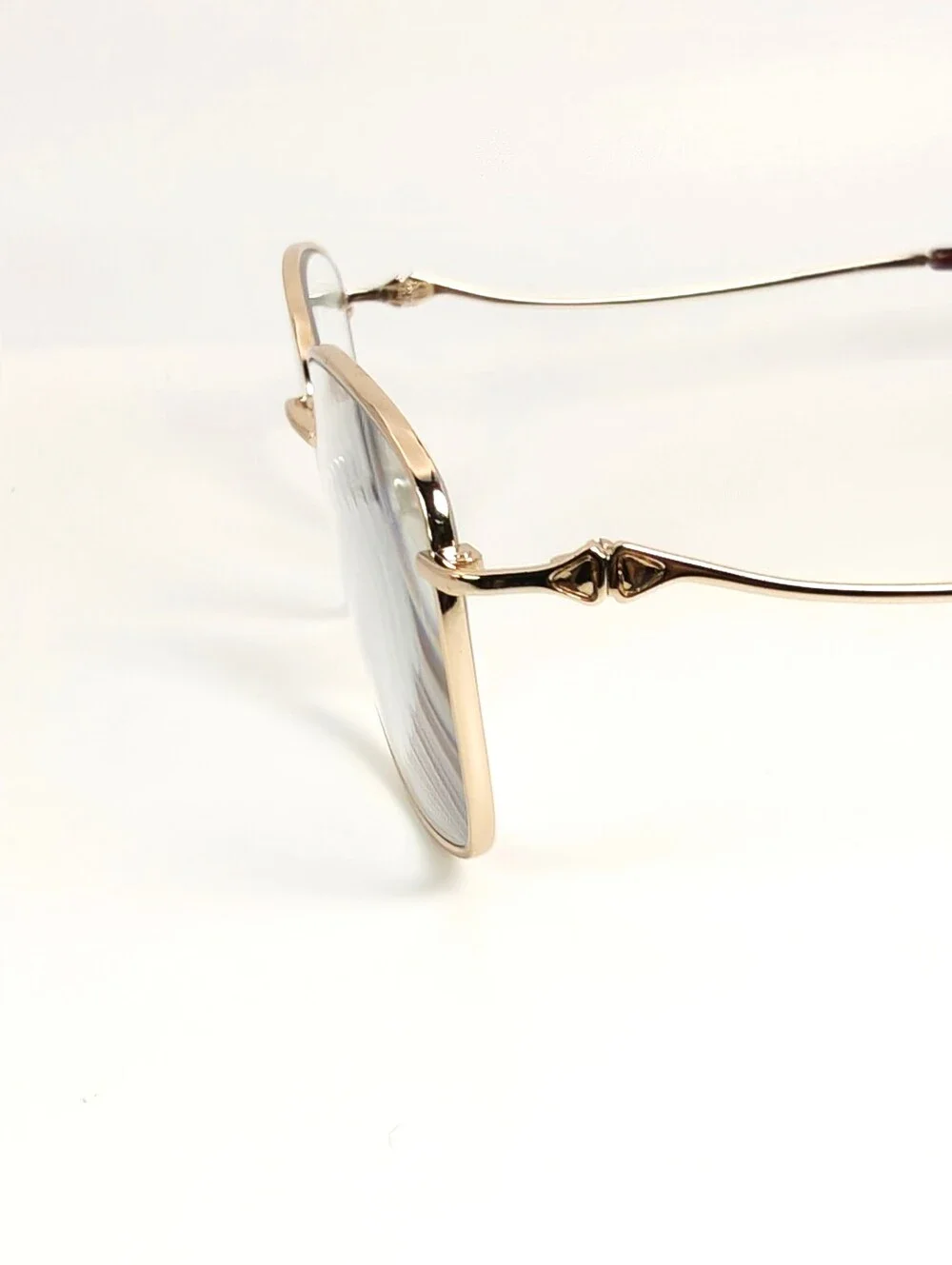 Dianele. Women's Gold Titanium Rounded Square Eyeglass Frames